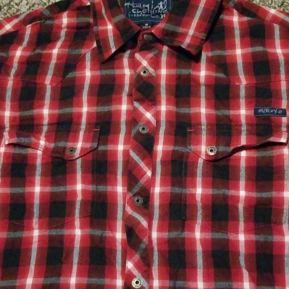 Mens Hurley long sleeve snap button shirt - Picture 4 of 4